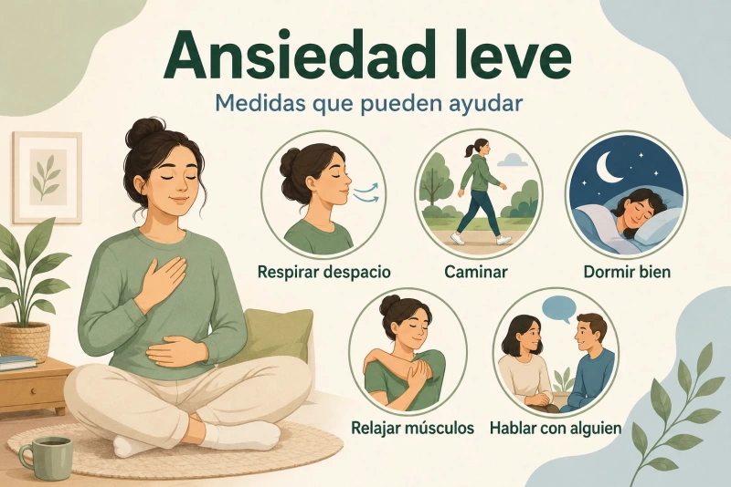 Infografía sobre las medidas para calmar la ansiedad leve